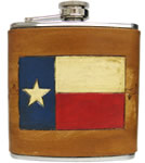 Texas Flag Flask, Hand-tooled & Painted